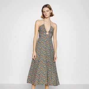 Faithfull the Brand Arles Floral Print Mohina Midi Dress